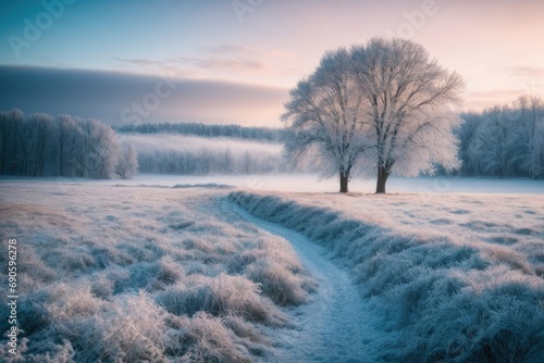 Winter landscape, nature 