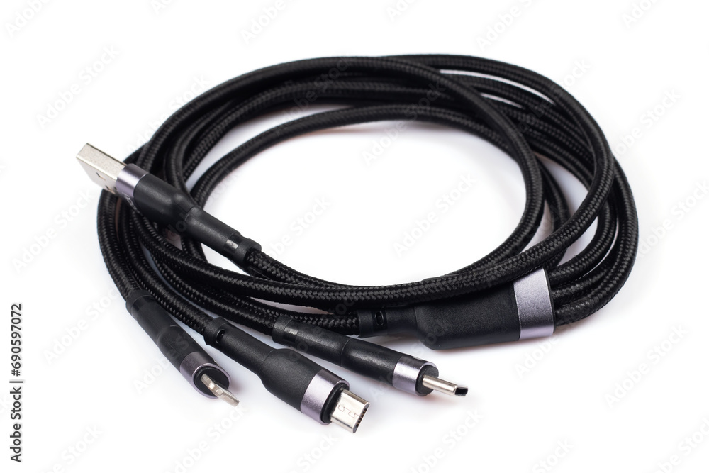 USB Power Cable 3 in 1 Color black Output for USB Type C, Micro USB USB Power Cable 3 in 1 Color black Output for USB Type C, Micro USB