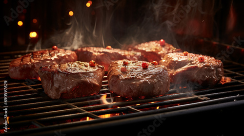 meat on the grill HD 8K wallpaper Stock Photographic Image 