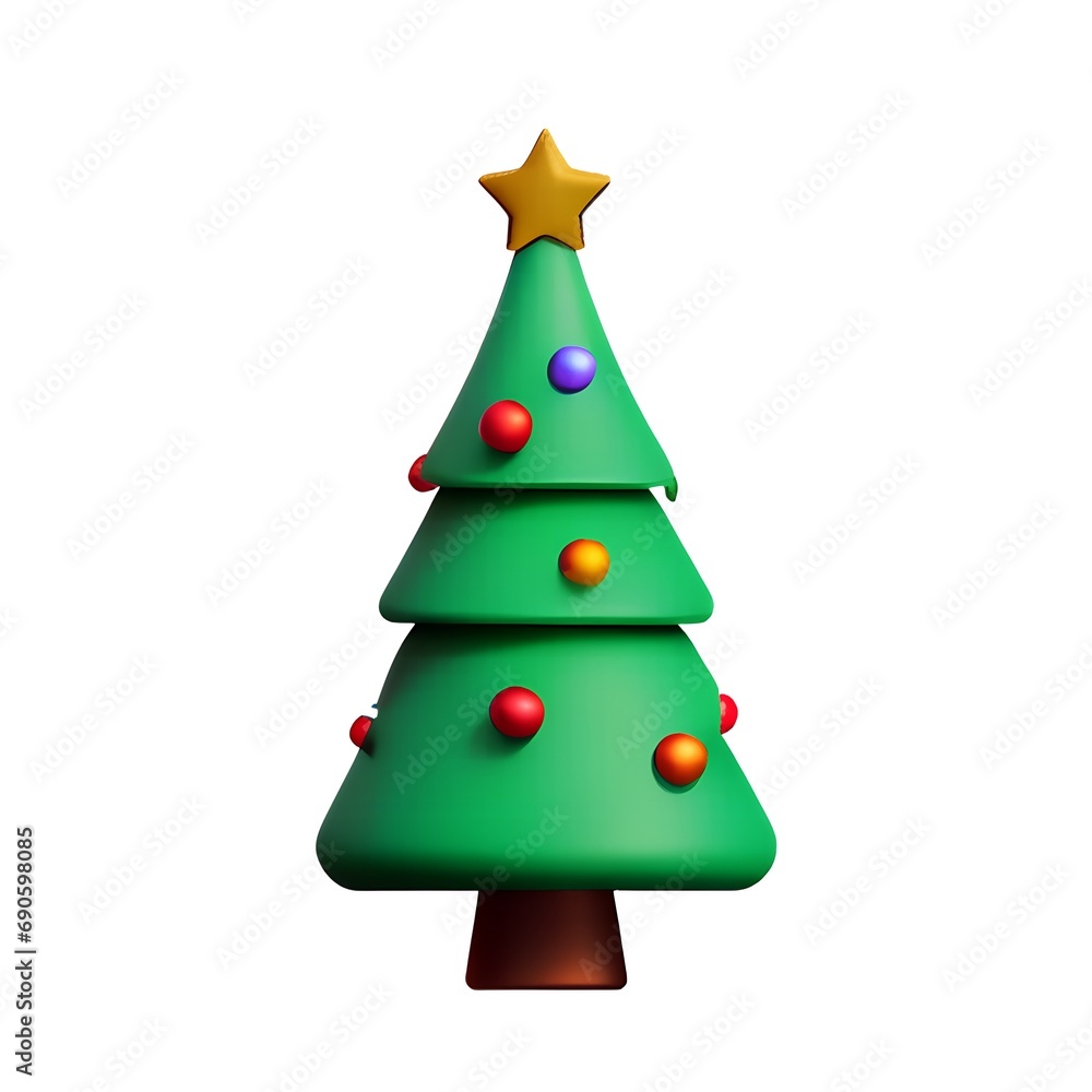 3d render icon illustration of Christmas tree cartoon white background AI-generated 3d render icon illustration of Christmas tree cartoon white background AI-generated