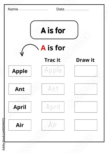 letter a worksheets for kindergarten - learning letter a activities - Lesson plan for letter A -writing letter a worksheet  