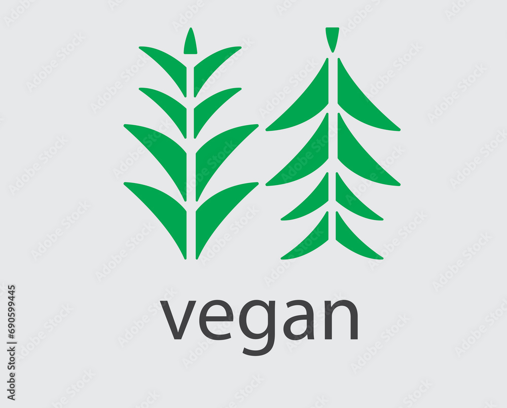 Abstract logo for a vegetarian restaurant, plant leaves set for your company