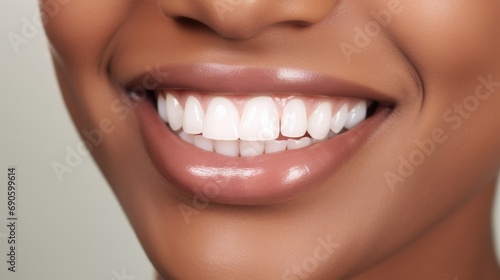 Women with beautiful white teeth and a smile  close up
