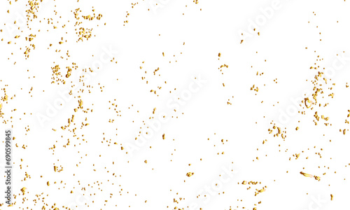 Abstract golden confetti falling down bokeh glitter and zigzag ribbon on transparent background. Design for holyday and celebration background.