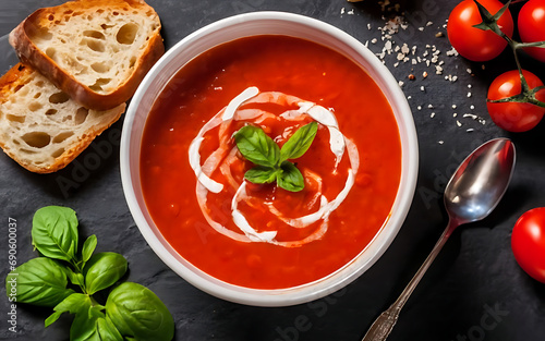 Capture the essence of Tomato Soup in a mouthwatering food photography shot Generative AI