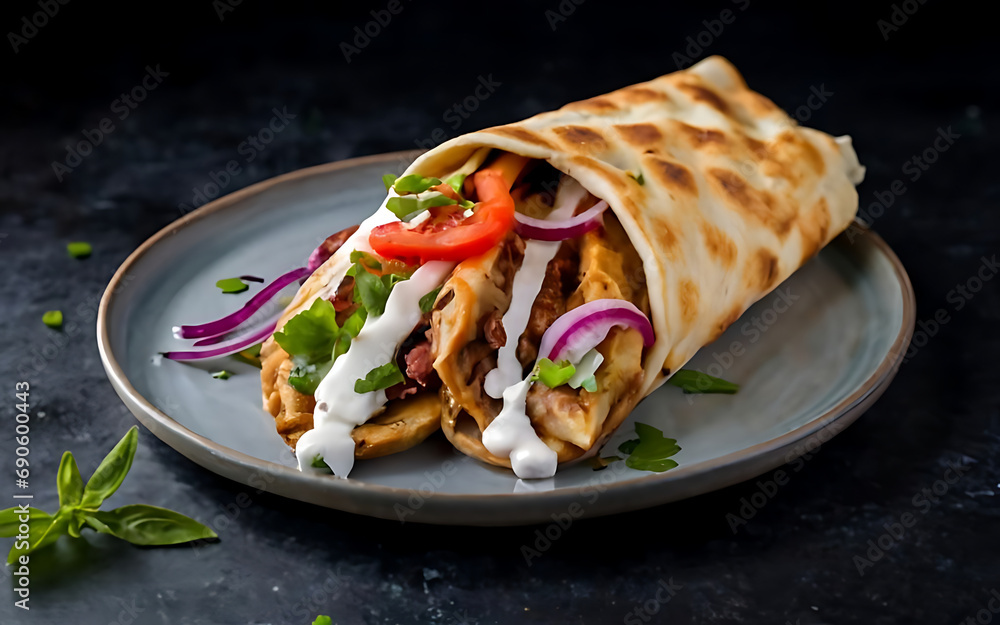 Capture the essence of Gyros in a mouthwatering food photography shot Generative AI Capture the essence of Gyros in a mouthwatering food photography shot Generative AI