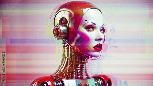 female robots created with the help of generative A.I photo