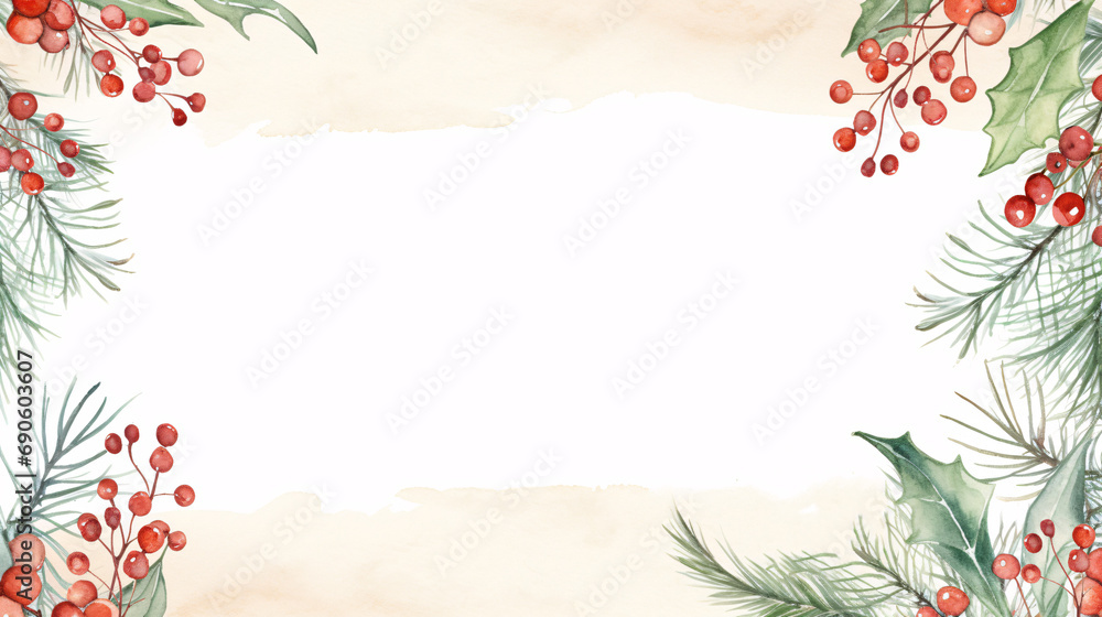 christmas frame with fir branches and berries christmas frame with fir branches and berries