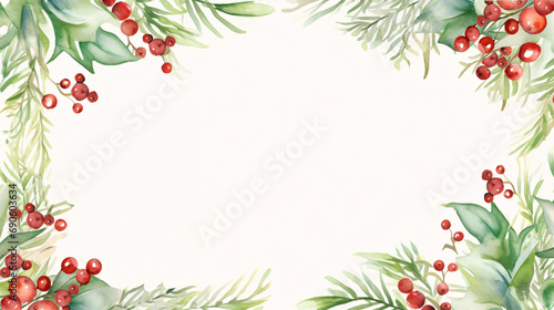 christmas frame with fir branches and berries © Grumpy