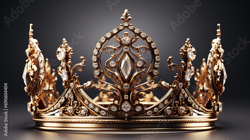 3d photo of a golden crown on white background wallpaper made with generative AI