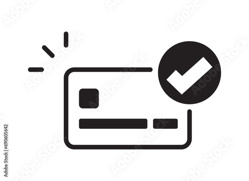 Credit card checkmark vector icon