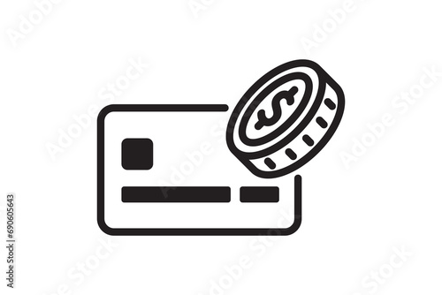 Credit card coin icon. Vector illustration