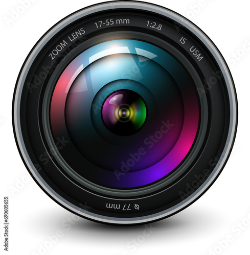 Camera photo lens, 3d icon illustration.