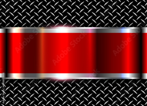Metallic silver red background with opalescent pearl colors, chrome metal background with diamond pattern iridescence texture.