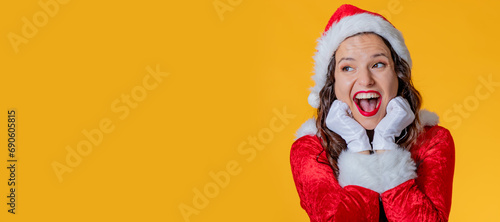 santa claus girl isolated dreaming excited