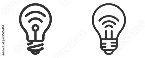 Smart bulb vector set, pack, collection icon isolated on white background.
