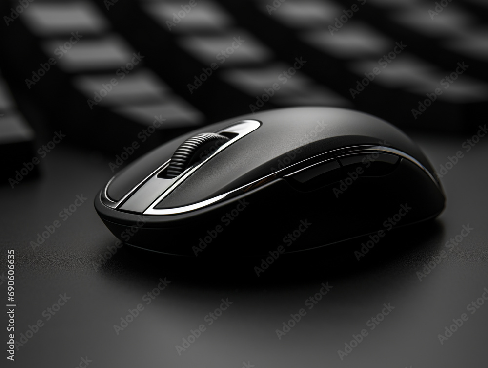 Detailed shot of a computer mouse with a monochromatic and smooth design. - Detailed shot of a computer mouse with a monochromatic and smooth design. -