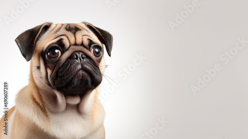 pug on white background --ar 16:9 --v 5.2 Job ID: 0d230069-0c2a-497a-bff4-ea344b0cd4e9