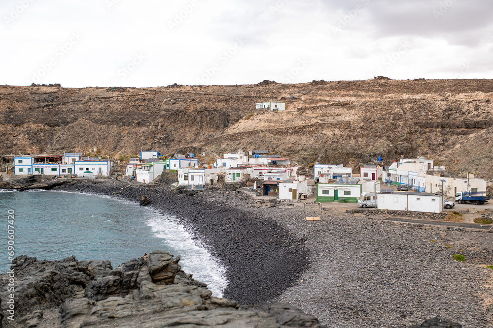 Stony beach at the Los Molinos fishing village, Fuerteventura, Canary Islands. 
