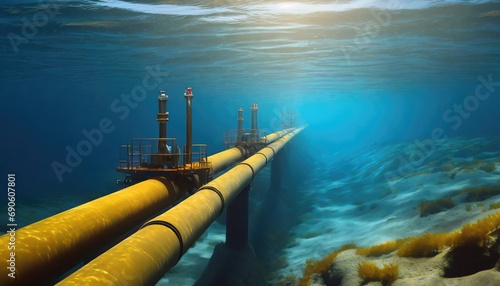Underwater pipeline for oil and gas transport. Generated with AI