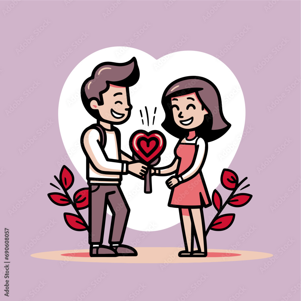 cute Man holding flowers proposing to woman cute Man holding flowers proposing to woman