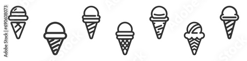 Ice cream icon sign symbol set, pack, collection. Vector illustration on white background