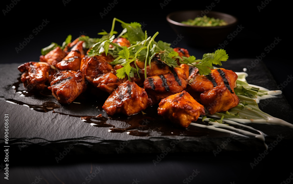 Mouthwatering Chicken Tikka Plating in Indian Restaurant