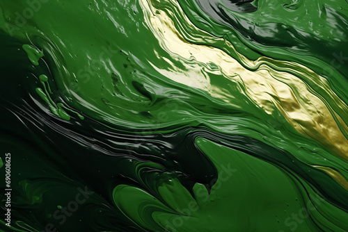 Beautiful abstract background green and gold paint mixed.