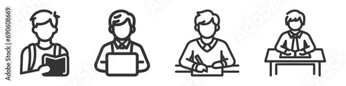 Student Icon - Vector illustration set, pack, collection on white background