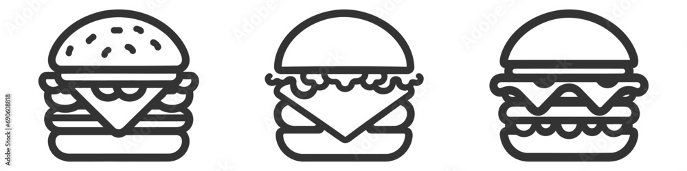 Burger Icon set, pack, collection Vector Illustration Logo Template