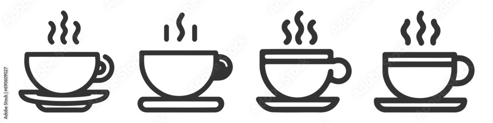 Cofee cup icon flat set, pack, collection. Vector illustration symbol and bonus pictogram. - obrazy, fototapety, plakaty 