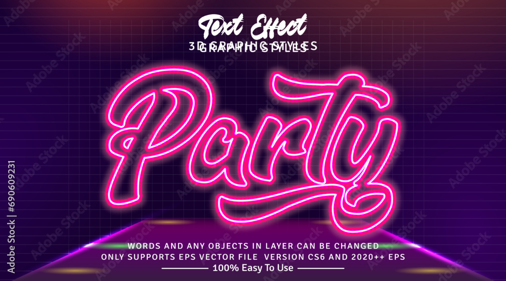 Party Neon Graphic Styles Text Style Effect Party Neon Graphic Styles Text Style Effect