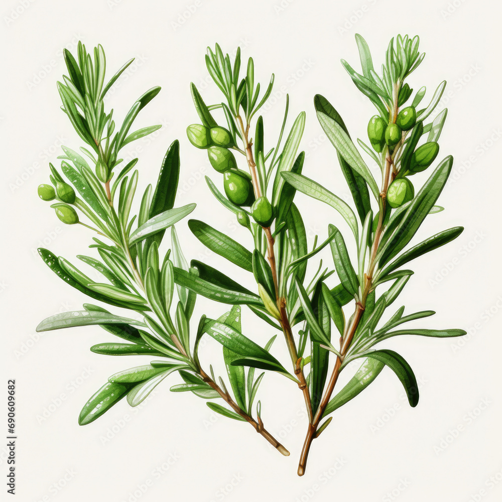 Obraz premium watercolor Rosemary clipart, Generative Ai