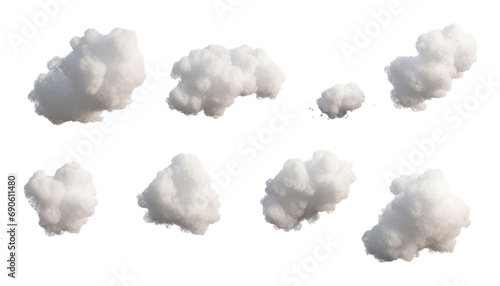 set of clouds isolated on transparent background cutout