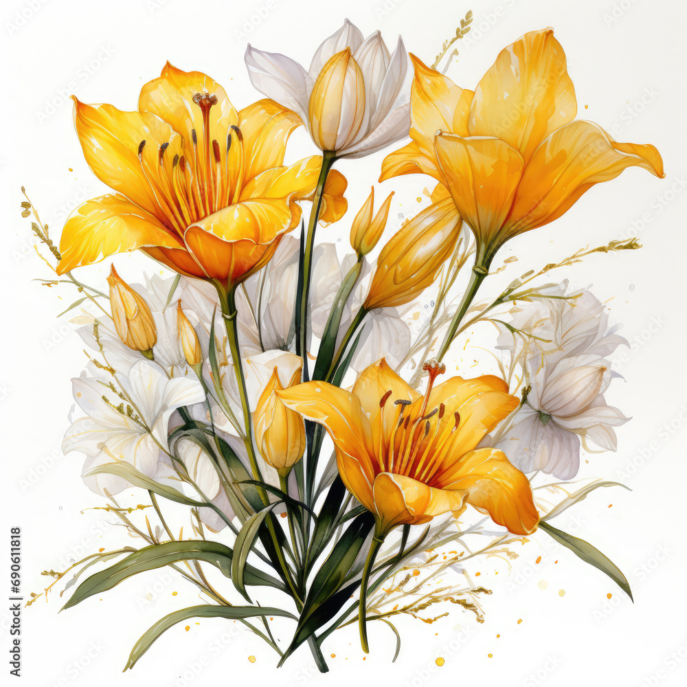 Obraz premium watercolor Saffron clipart, Generative Ai