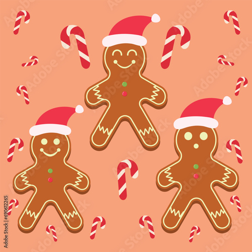 Xmas Gingerbread cookies. Christmas Classic biscuit. Cute ginger. Christmas candy
