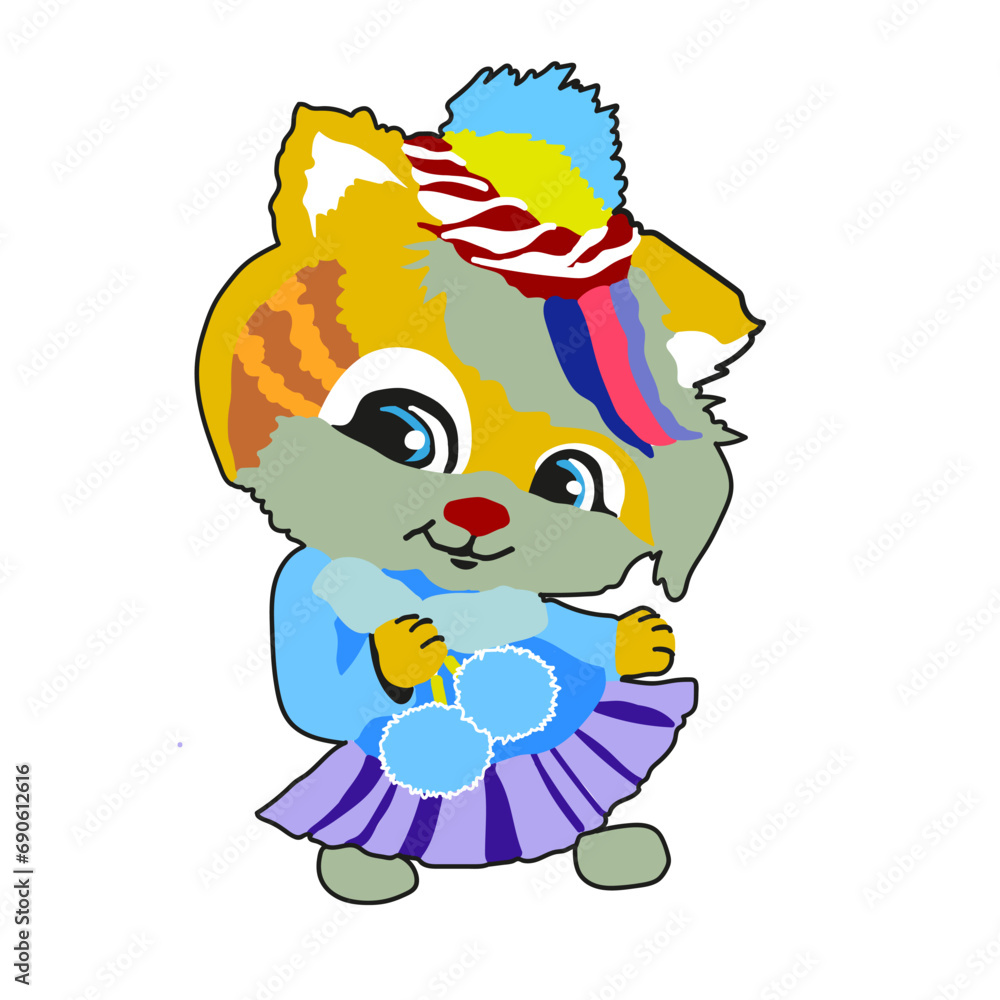Naklejka premium Hand drawn cute cat. Cute cat cartoon