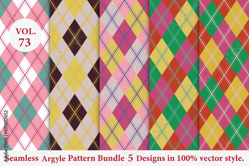 Argyle Pattern Bundle 5 designs Vol.73,geometric,Knitted,plaid