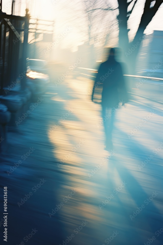 Blurred images of busy people on the street