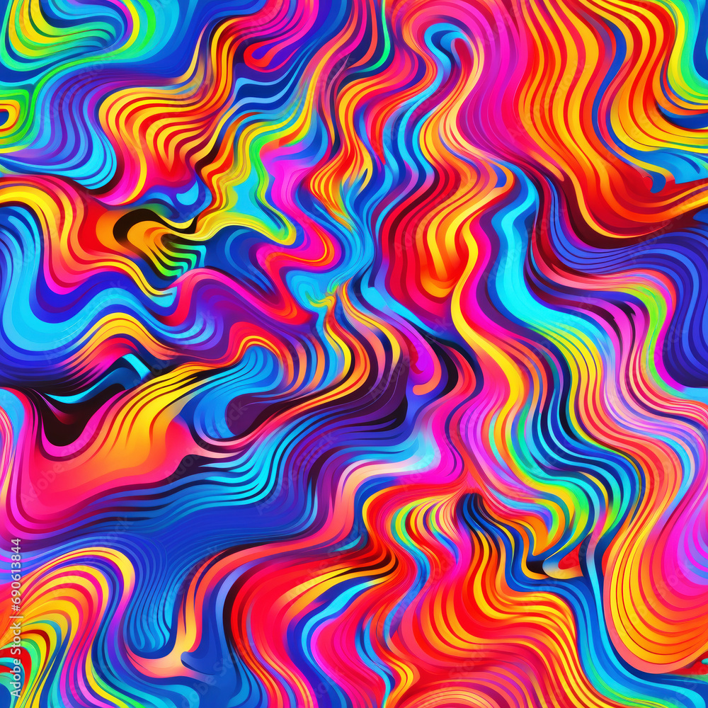 Psychedelic and trippy seamless pattern tile background