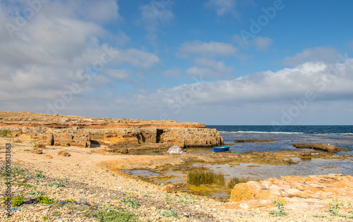 Deserted Wild Beach with Mountains and Sea in Tunisia  North Africa