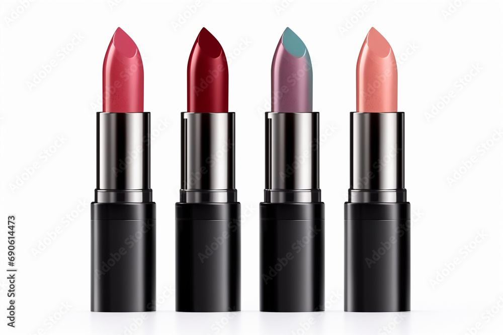 Set of lipstick on a white background. AI generated. Set of lipstick on a white background. AI generated.