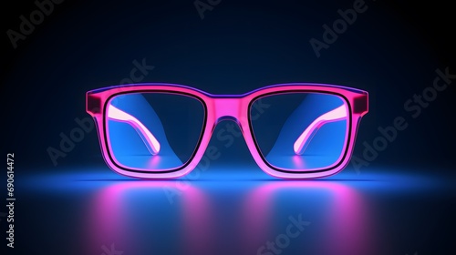 Vector 3d render, square glowing in the dark, pink blue neon light, illuminate frame design. Abstract cosmic vibrant color backdrop. Glowing neon light. Neon frame with rounded corners. 