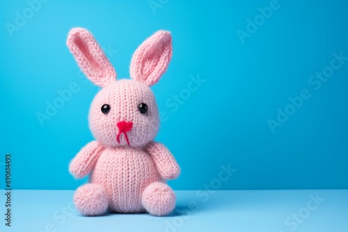  toy rabbit on blue background 