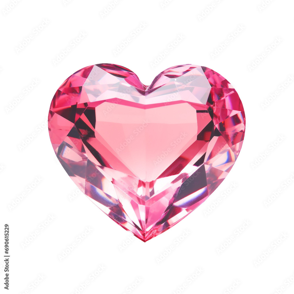 pink crystal heart on transparent background pink crystal heart on transparent background