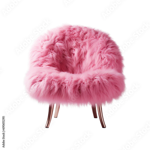 Pink fur chear on isolated background photo