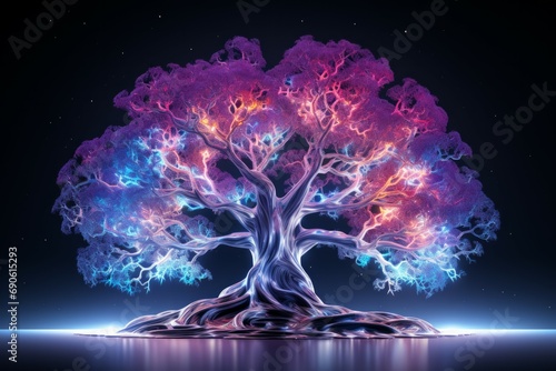 Beautiful illustration of magic tree of life, sacred symbol. Personal individuality, prosperity and growth concept.