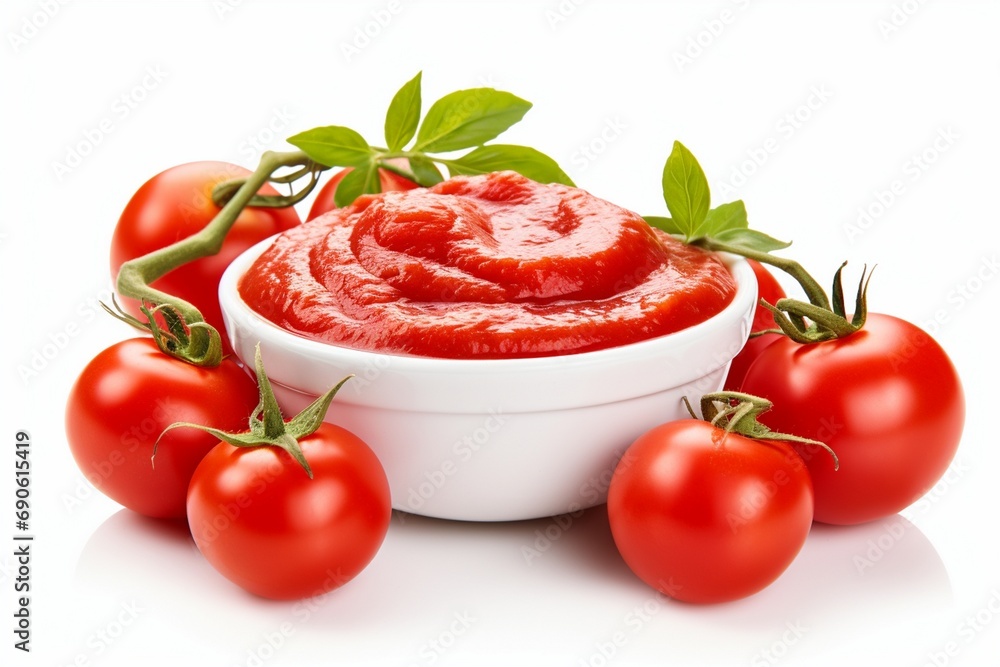 Fresh organic pureed tomatoes isolated on a white background, organic tomatoes, tomato sauce, tomato sauce isolated into white background, tomato, sauce Fresh organic pureed tomatoes isolated on a white background, organic tomatoes, tomato sauce, tomato sauce isolated into white background, tomato, sauce