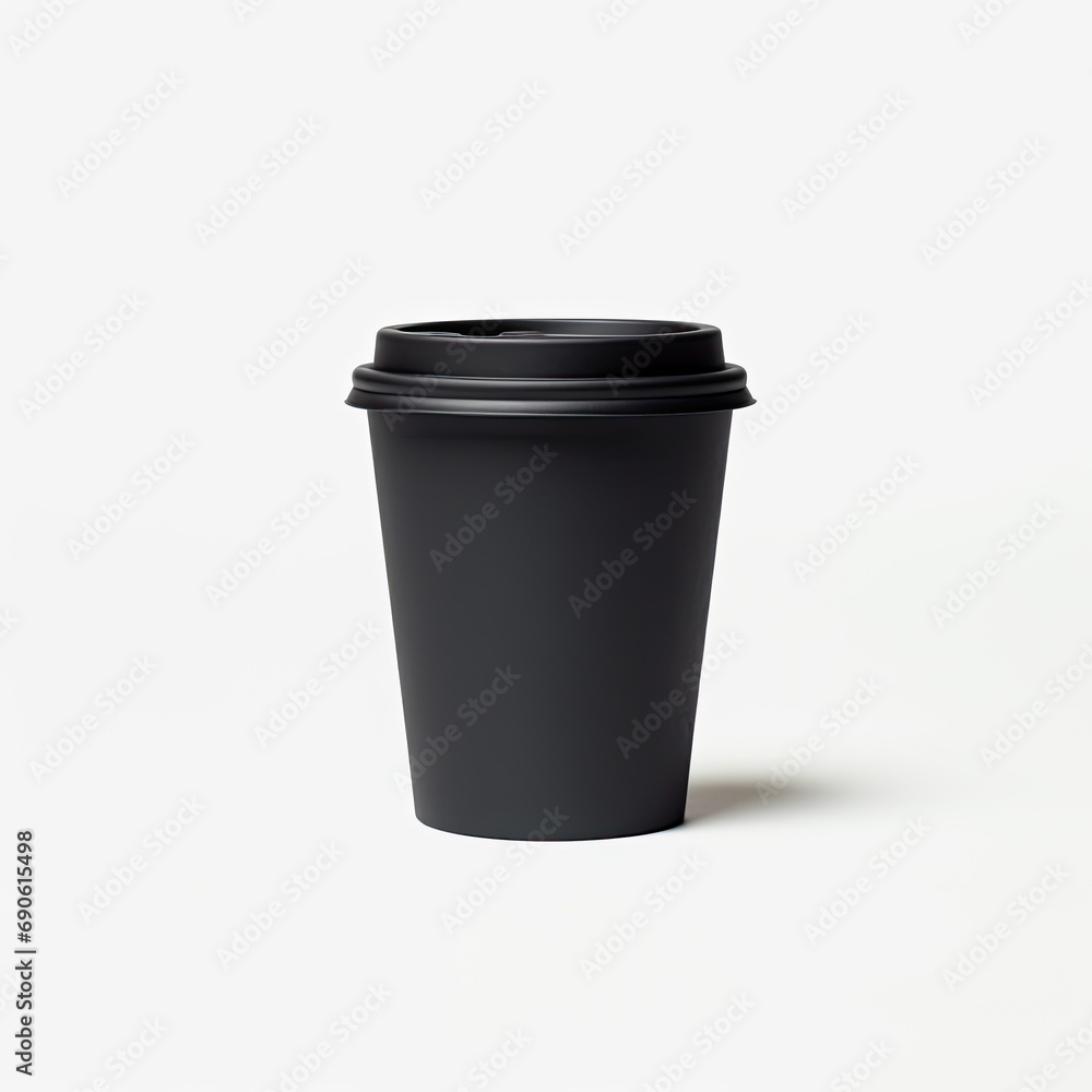 a smooth black paper cup on a white background a smooth black paper cup on a white background