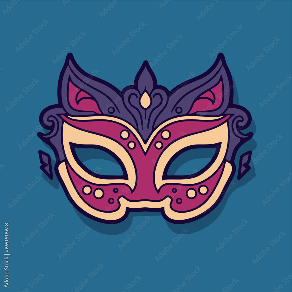 cute venetian mask icon vector thick outline